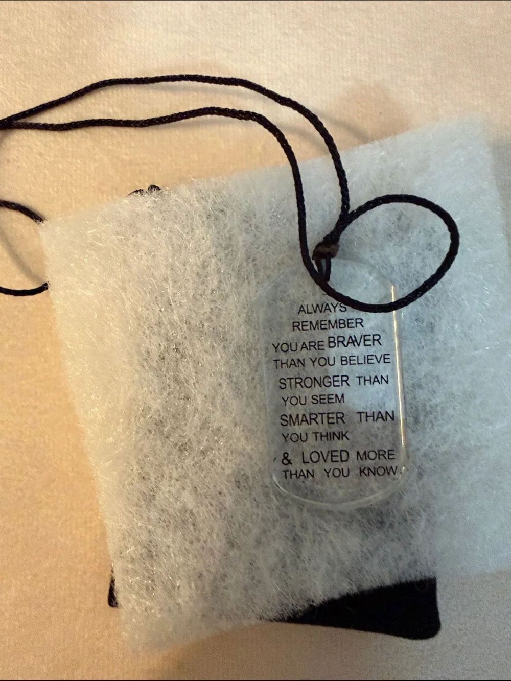 Amazon Clear Inspirational Acrylic Tag with Black Cord